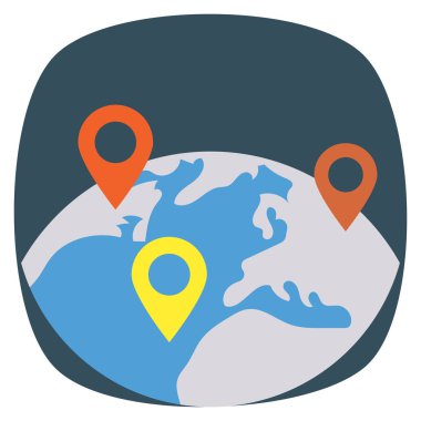 İğne & Dünya için İş Yönetimi Düz simgesi 