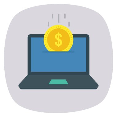 Çevrimiçi & dolar için İş Yönetimi Düz simgeleri