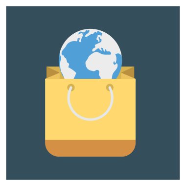 Alışveriş & Dünya için İş Yönetimi Düz simgesi