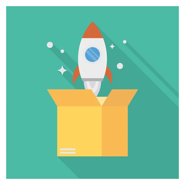 Business Management Flat Icoon Voor Raket Boost — Stockvector