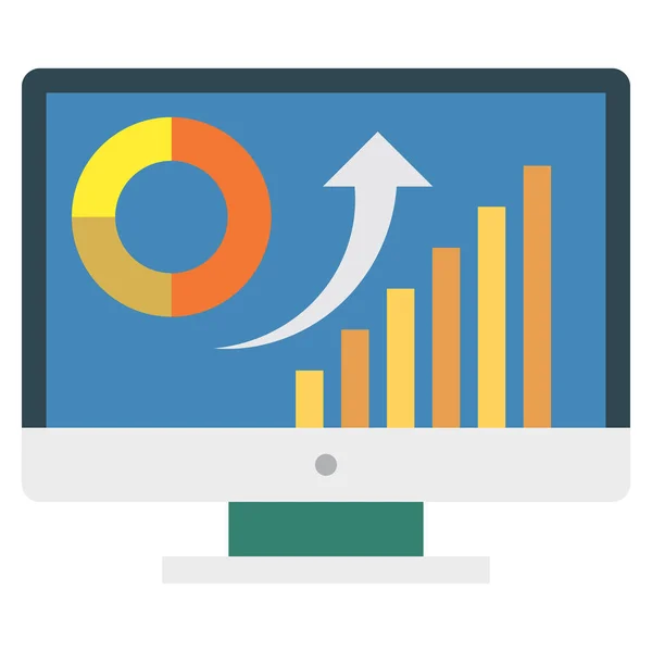 Business Management Flat Ikon Chart Jelentés — Stock Vector