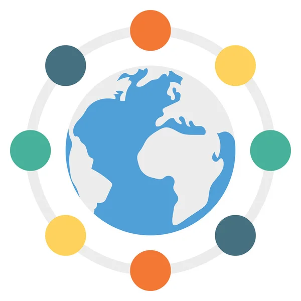 Business Management Flat Icon Voor Globaal Verbinding — Stockvector