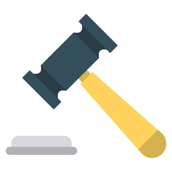 Business Management Flat Icon Hammer Legal — Stock Vector