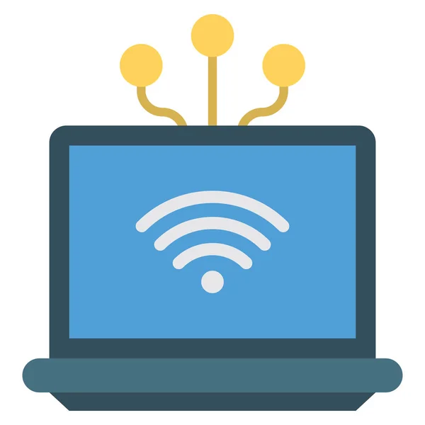 Betriebswirtschaft Flache Ikone Für Computer Wifi — Stockvektor