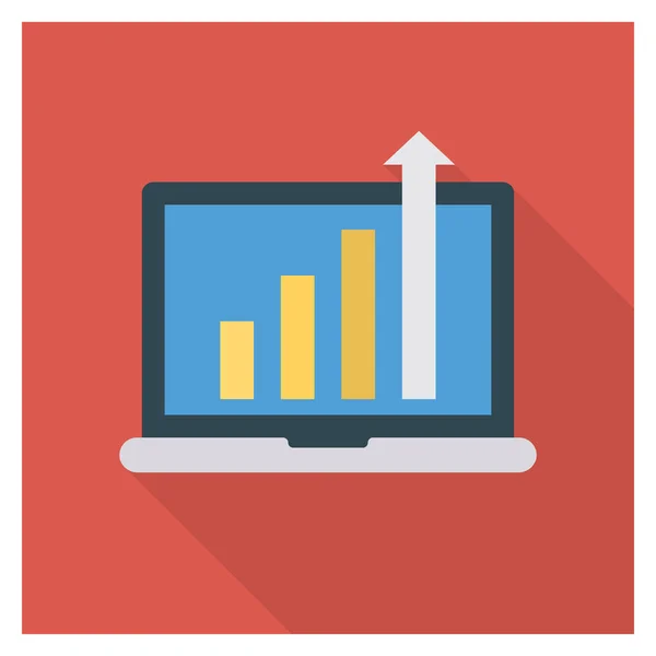 Business Management Icono Plano Para Aumentar Gráfico — Archivo Imágenes Vectoriales