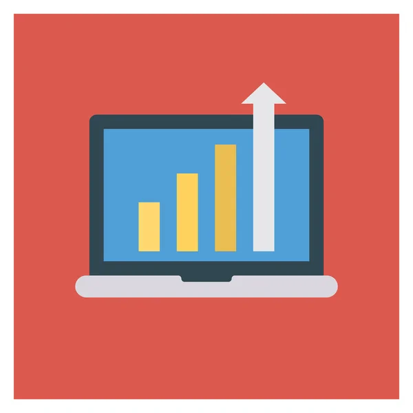 Business Management Icono Plano Para Aumentar Gráfico — Archivo Imágenes Vectoriales