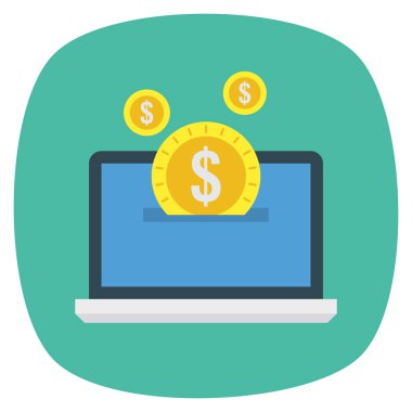 İş ve yönetim dairesi ikonu. bozuk paralı dizüstü bilgisayar