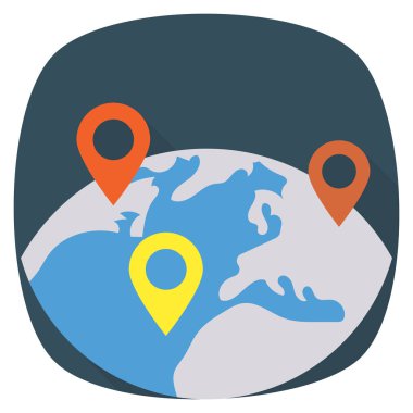 İğne & Dünya için İş Yönetimi Düz simgesi 