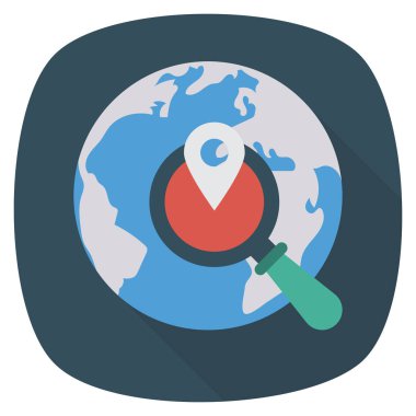 Dünya & Arama için İş Yönetimi Düz simgesi 