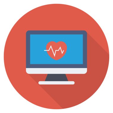 Nabız ve kardiyoloji için sağlık & Fitness düz simgesi