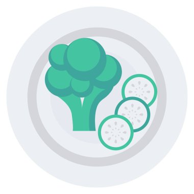 Sebze ve yiyecek için Sağlık ve Spor düz simgesi