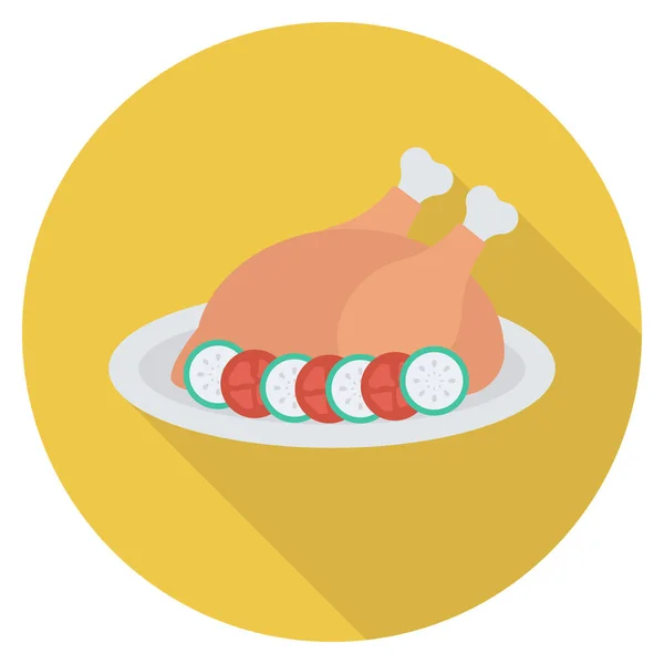 Health Fitness Flat Icon Grilled Chicken — 스톡 벡터