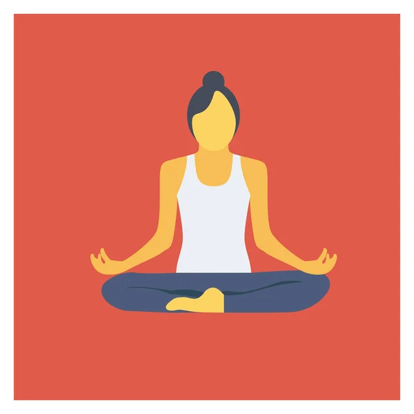 Health Fitness Flat Icon Position Meditation — Stock Vector