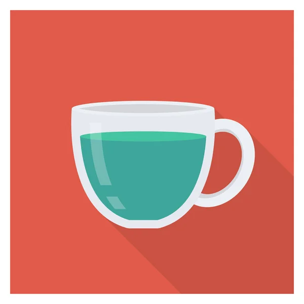 Gesundheit Fitness Flach Ikone Für Tee Tasse — Stockvektor