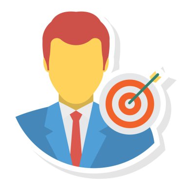 Odaklanma ve başarıya ulaşmak için İş Yönetimi Düz simgesi 