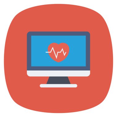 Nabız ve kardiyoloji için sağlık & Fitness düz simgesi