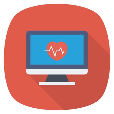 Nabız ve kardiyoloji için sağlık & Fitness düz simgesi