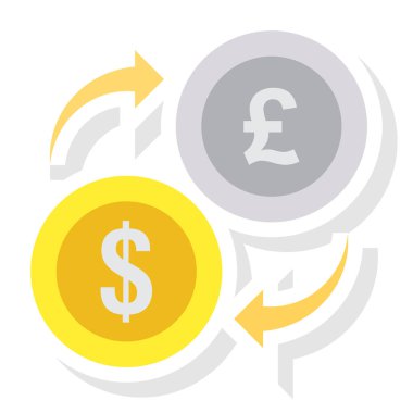 Değişim & pound için İş Yönetimi Düz simgeleri