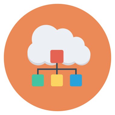 Depolama & ağı için düz simgeler sunuluyor