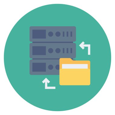 Veritabanı & depolama için düz simgeler sunuluyor