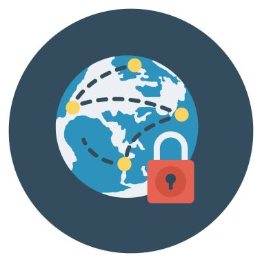 Dünya & çevrimiçi için düz simgeler sunuluyor