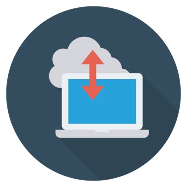 Depolama ve dizüstü bilgisayar için düz simgeler sunuluyor