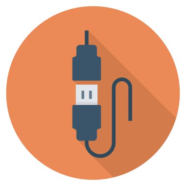 Usb & kablo için düz simgeler sunuluyor