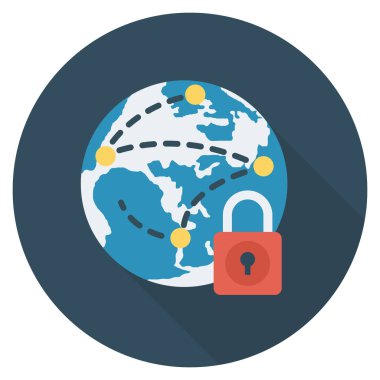 Dünya & çevrimiçi için düz simgeler sunuluyor