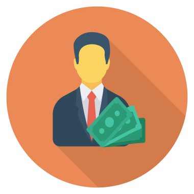 İnsan kaynakları yassı ikonu, vektör. İş adamı 