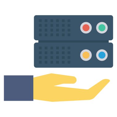 Veritabanı ve sunucu için düz simgeler sunuluyor