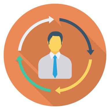 İnsan kaynakları yassı ikonu, vektör. İş adamı 