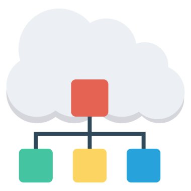Depolama & ağı için düz simgeler sunuluyor