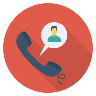 İnsan kaynakları yassı ikonu, vektör. Telefon görüşmesi