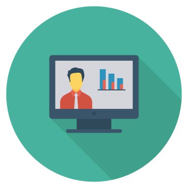 İnsan kaynakları yassı ikonu, vektör. bilgisayar