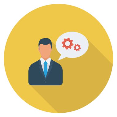 İnsan kaynakları yassı ikonu, vektör. İş adamı 