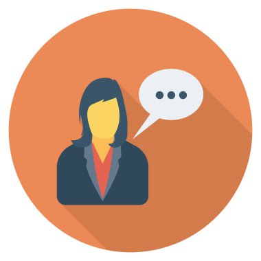 İnsan kaynakları yassı ikonu, vektör. İş kadını 