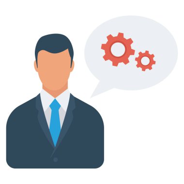 İnsan kaynakları yassı ikonu, vektör. İş adamı 