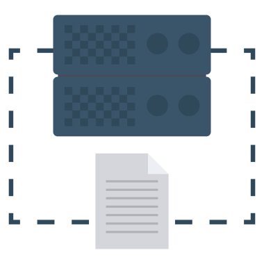 Veritabanı & depolama için düz simgeler sunuluyor
