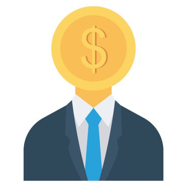 İnsan kaynakları yassı ikonu, vektör. İş adamı 