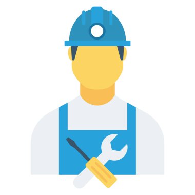 İnsan kaynakları yassı ikonu, vektör. işçi