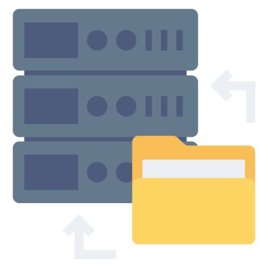 Veritabanı & depolama için düz simgeler sunuluyor