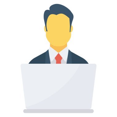  İnsan Kaynakları Düz ikon vektör çizimi. İş adamı