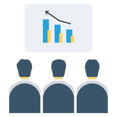  İnsan Kaynakları Düz ikon vektör çizimi. toplantı