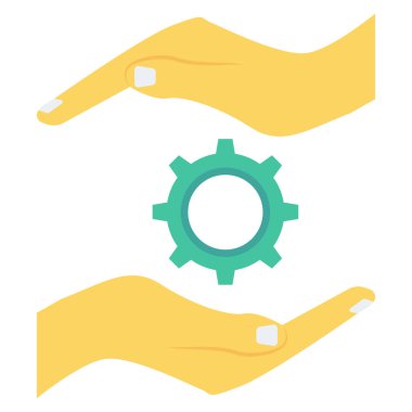  İnsan Kaynakları Düz ikon vektör illüstrasyonu, dişli 