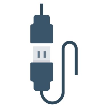 Usb & kablo için düz simgeler sunuluyor