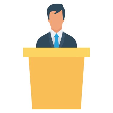  İnsan Kaynakları Düz ikon vektör çizimi. İş adamı