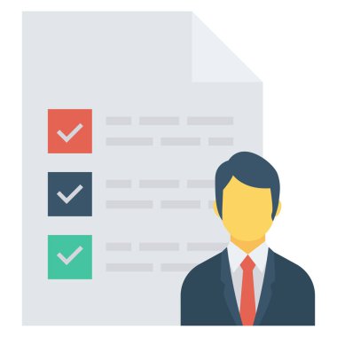  İnsan Kaynakları Düz ikon vektör çizimi. belge 