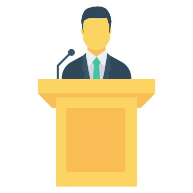  İnsan Kaynakları Düz ikon vektör çizimi. hoparlör 