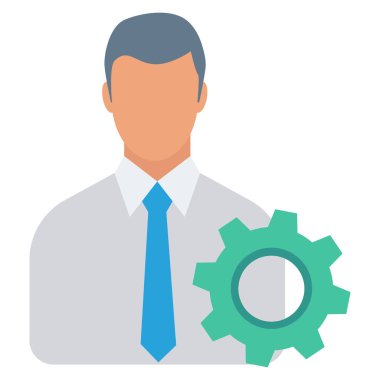 İnsan kaynakları yassı ikonu, vektör. İş adamı