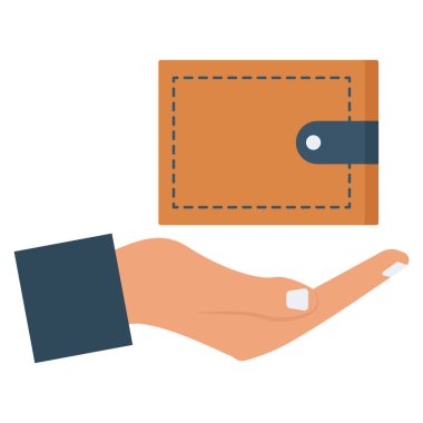 İnsan kaynakları yassı ikonu, vektör. cüzdan